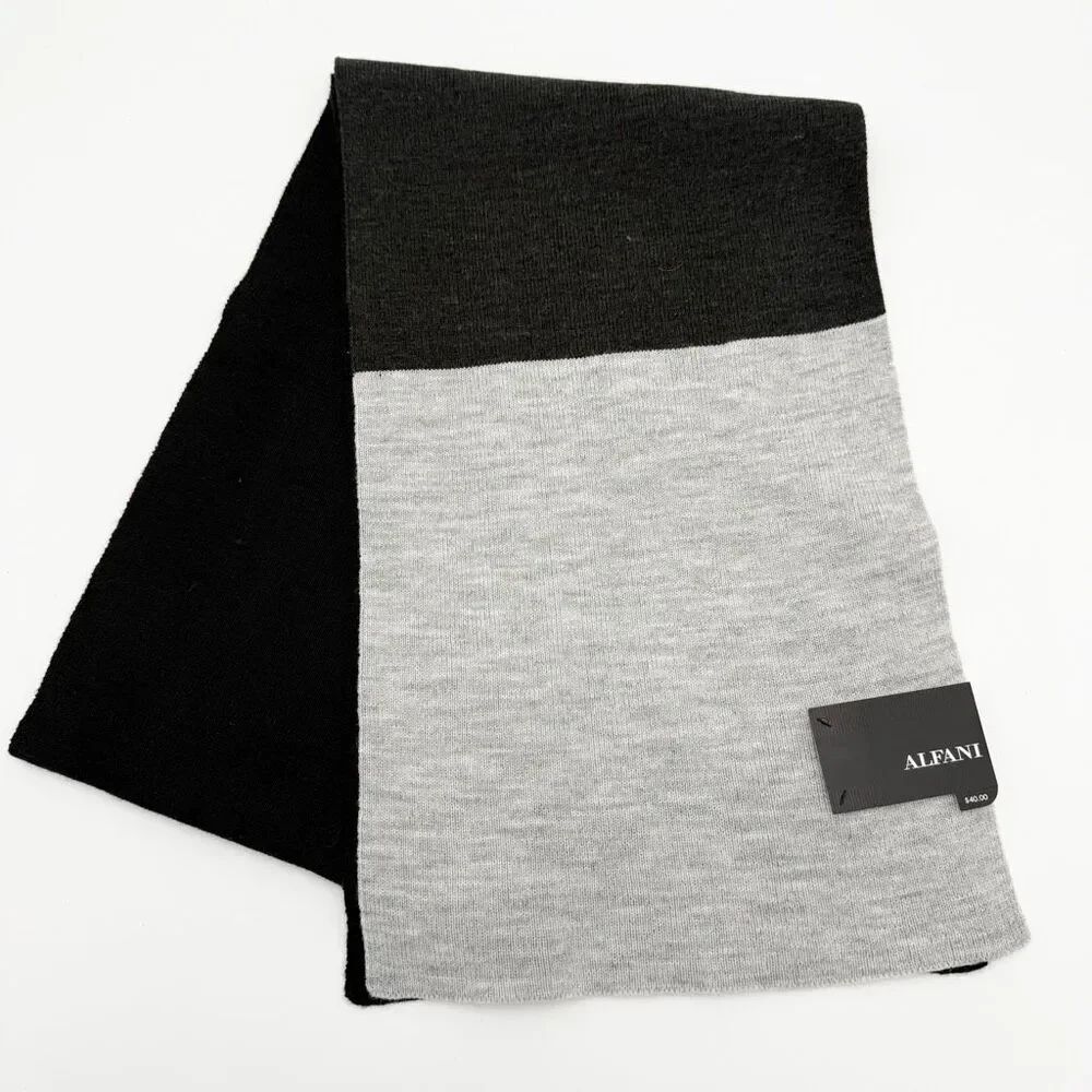 Alfani NWT Black Gray Colorblock Scarf NWT - Size OS
